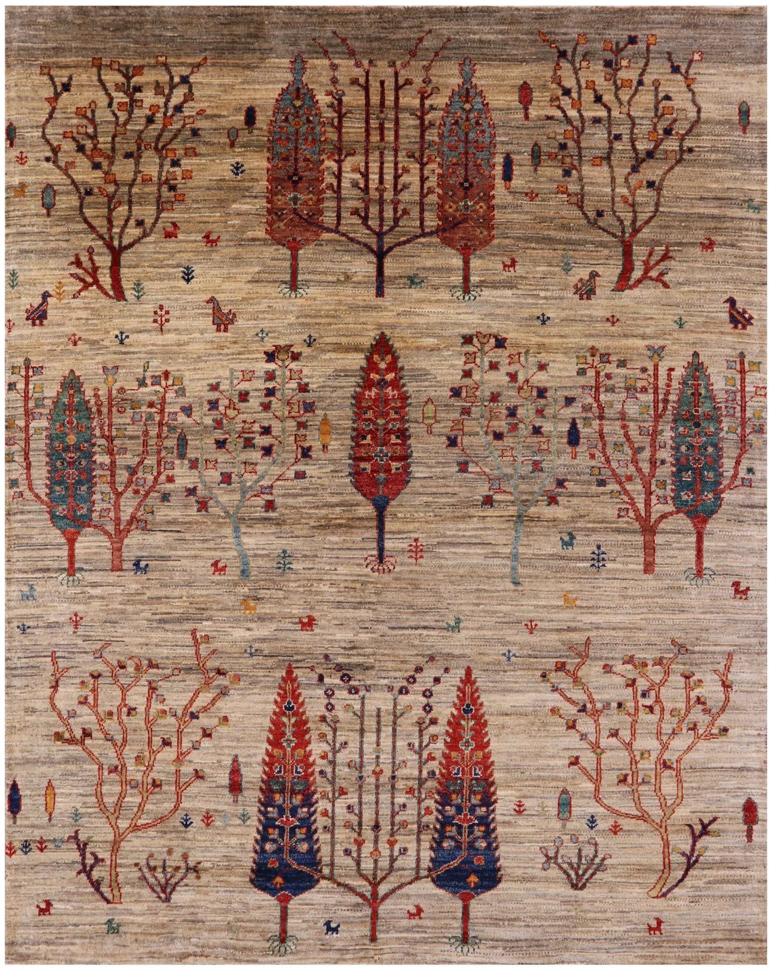 Persian Gabbeh Hand Knotted Wool Area Rug - 5' 0" X 6' 5" - Golden Nile