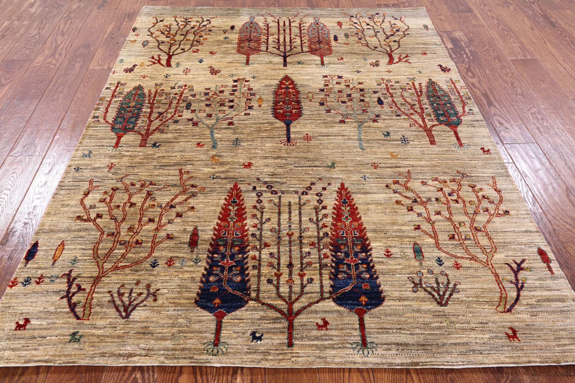 Persian Gabbeh Hand Knotted Wool Area Rug - 5' 0" X 6' 5" - Golden Nile
