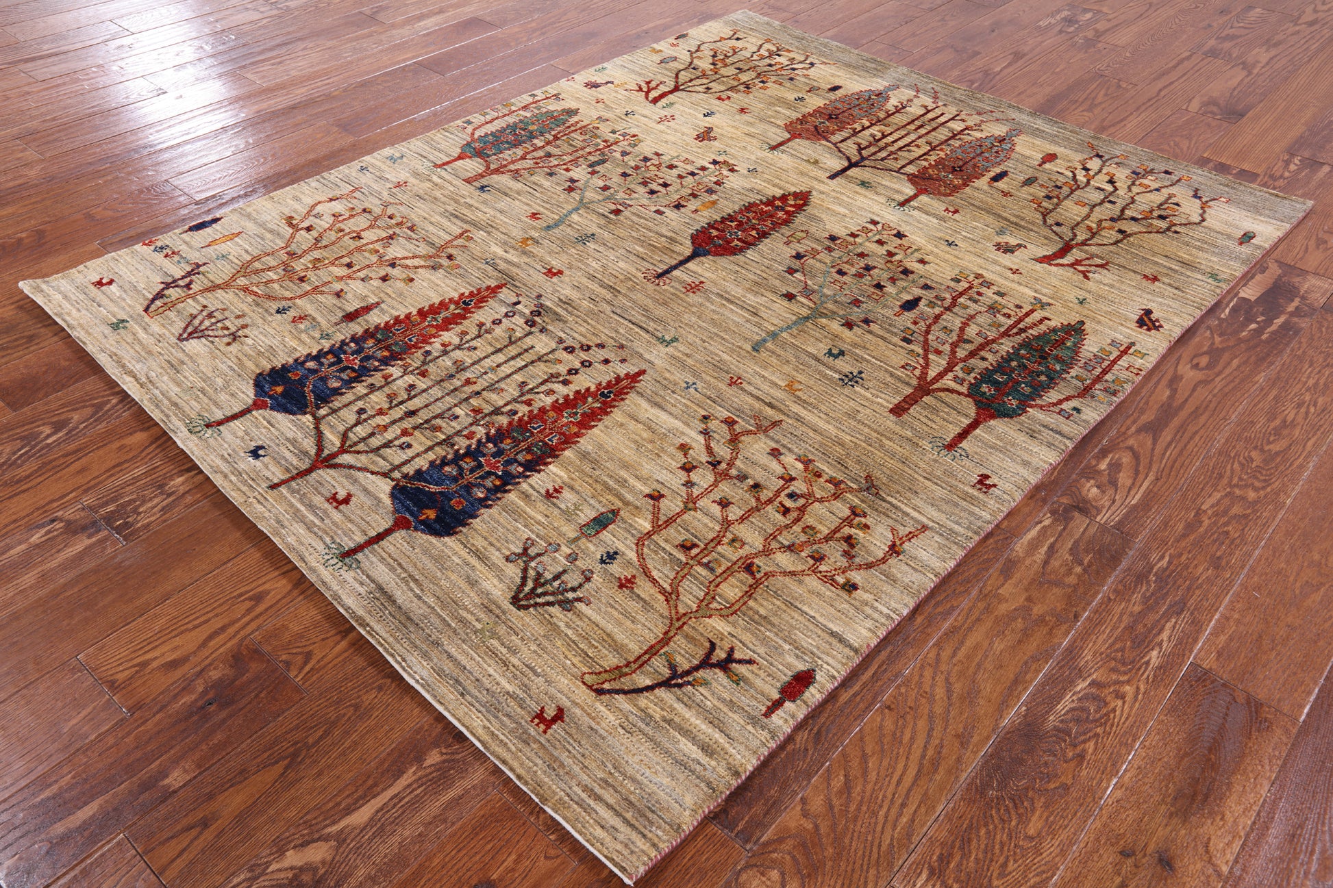Persian Gabbeh Hand Knotted Wool Area Rug - 5' 0" X 6' 5" - Golden Nile