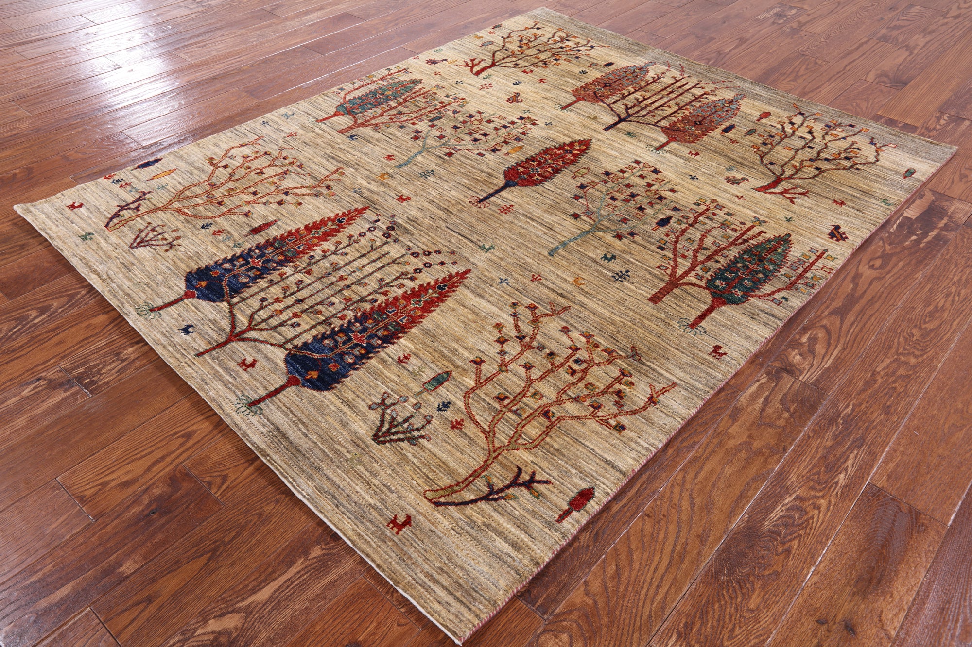 Persian Gabbeh Hand Knotted Wool Area Rug - 5' 0" X 6' 5" - Golden Nile