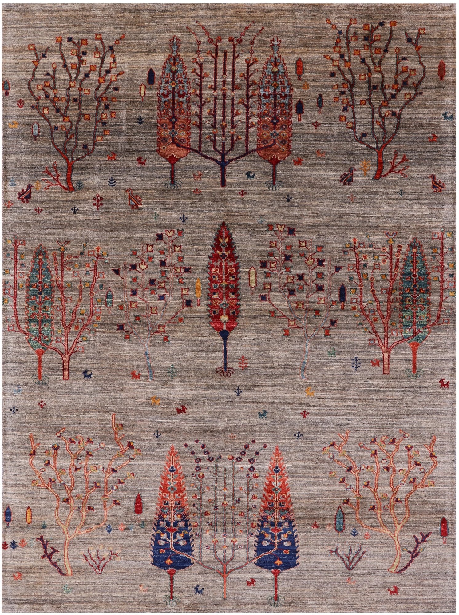 Tribal Gabbeh Hand Knotted Wool Area Rug - 4' 11" X 6' 7" - Golden Nile