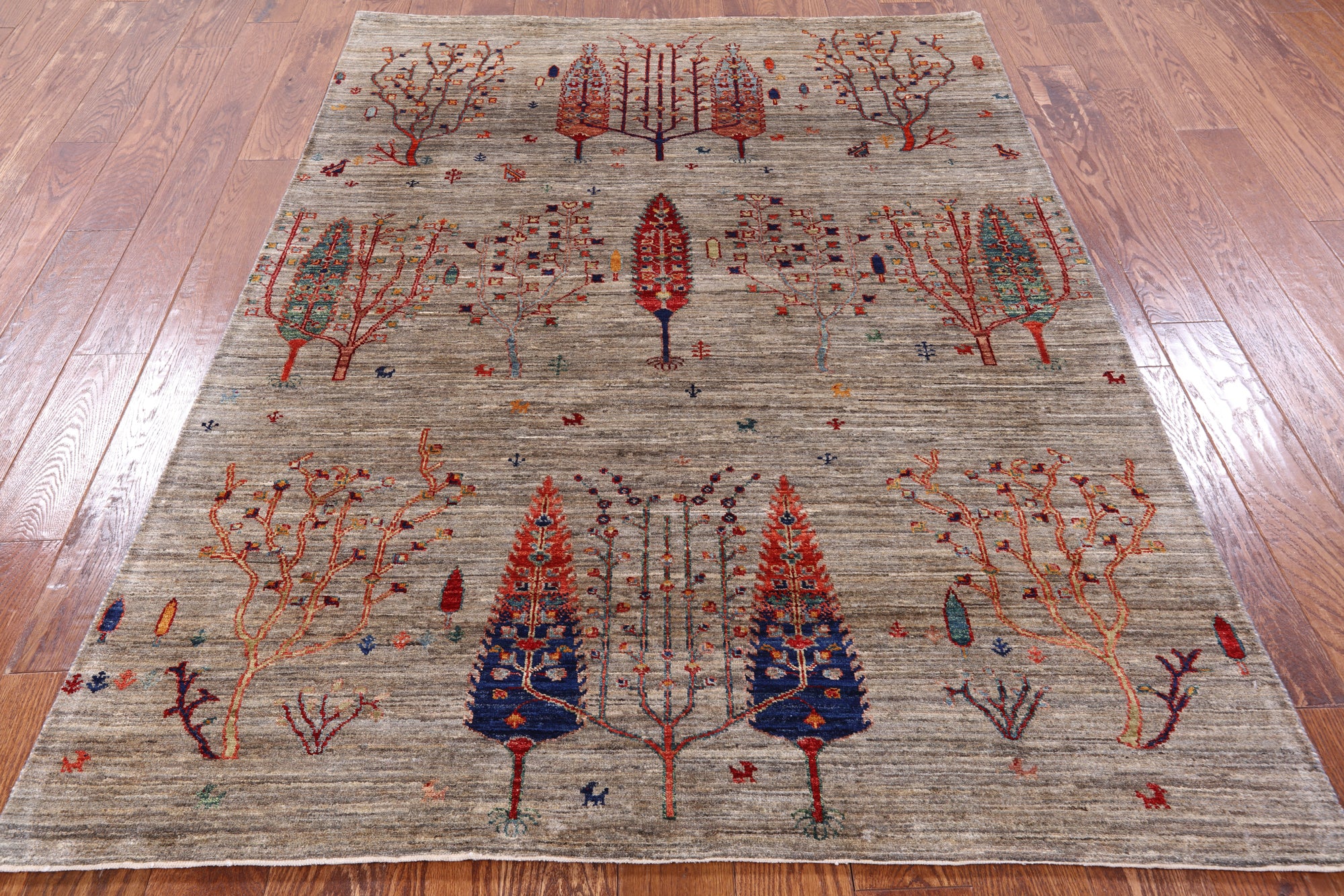 Tribal Gabbeh Hand Knotted Wool Area Rug - 4' 11" X 6' 7" - Golden Nile