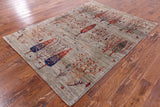Tribal Gabbeh Hand Knotted Wool Area Rug - 4' 11" X 6' 7" - Golden Nile