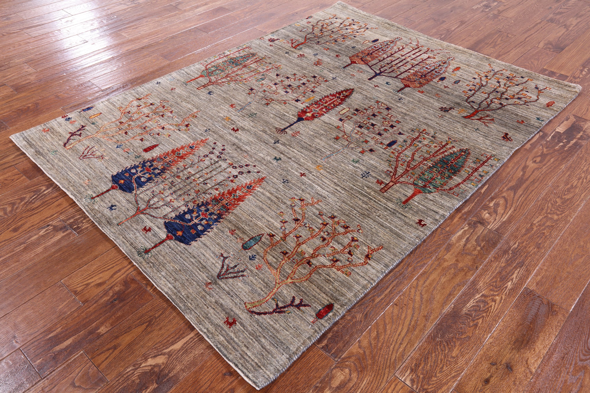 Tribal Gabbeh Hand Knotted Wool Area Rug - 4' 11" X 6' 7" - Golden Nile