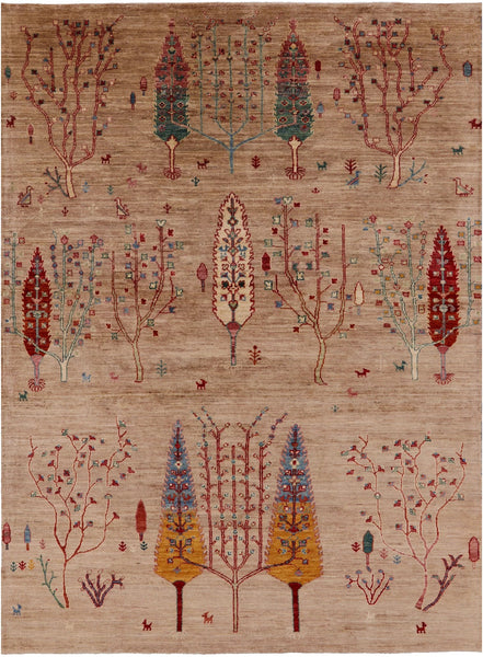 Tribal Persian Gabbeh Hand Knotted Wool Area Rug - 5' 8" X 7' 8" - Golden Nile