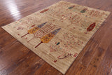 Tribal Persian Gabbeh Hand Knotted Wool Area Rug - 5' 8" X 7' 8" - Golden Nile