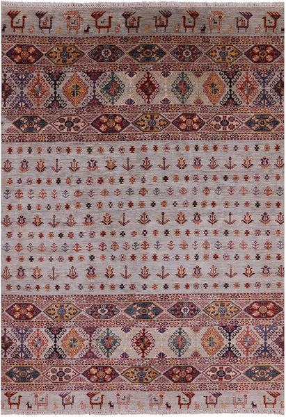 Persian Gabbeh Handmade Wool Area Rug - 6' 4" X 9' 1" - Golden Nile