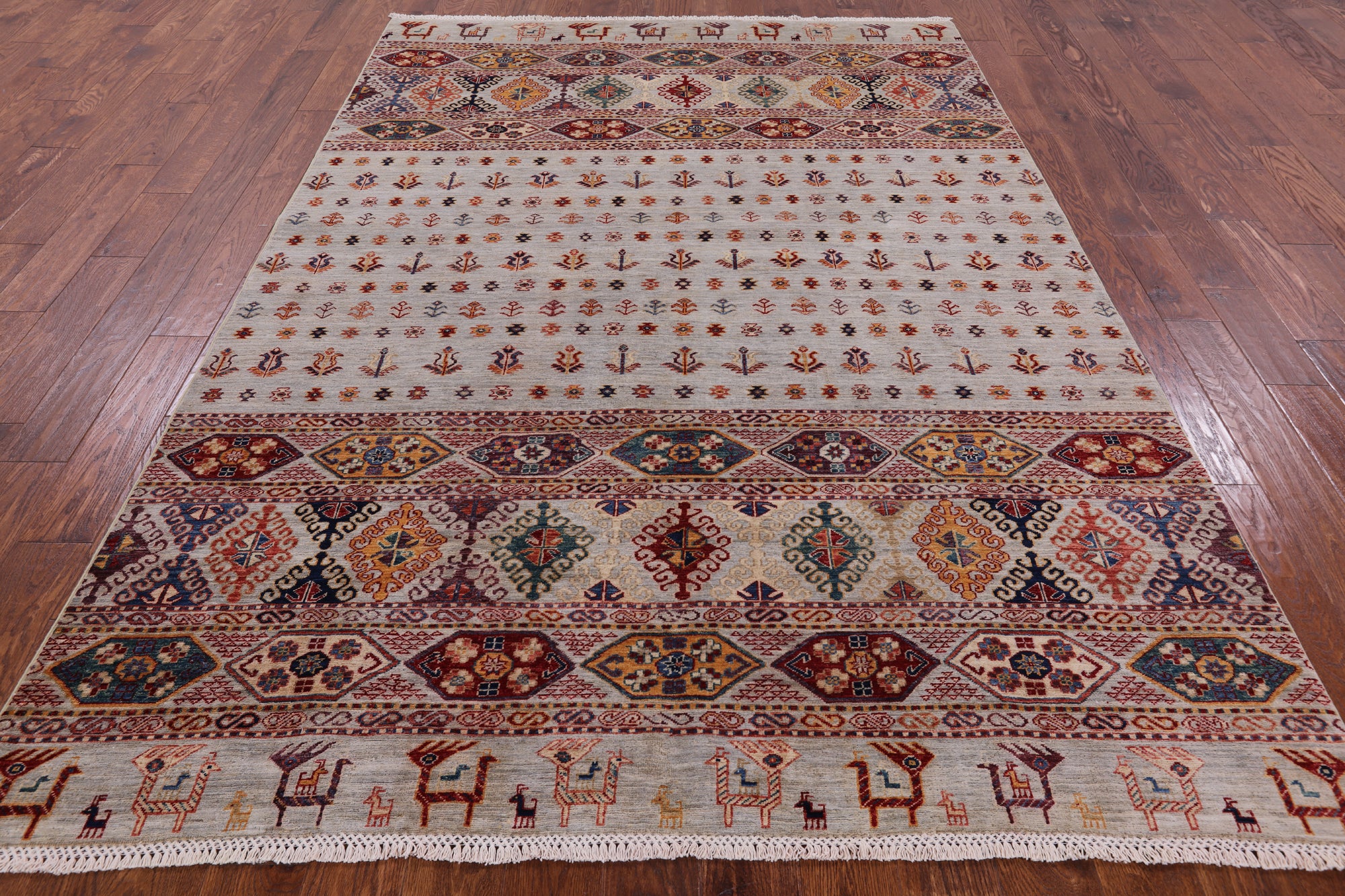 Persian Gabbeh Handmade Wool Area Rug - 6' 4" X 9' 1" - Golden Nile