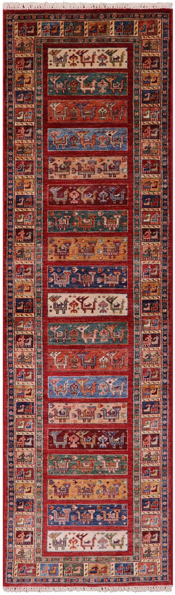 Persian Gabbeh Hand Knotted Wool Runner Rug - 2' 8" X 9' 7" - Golden Nile