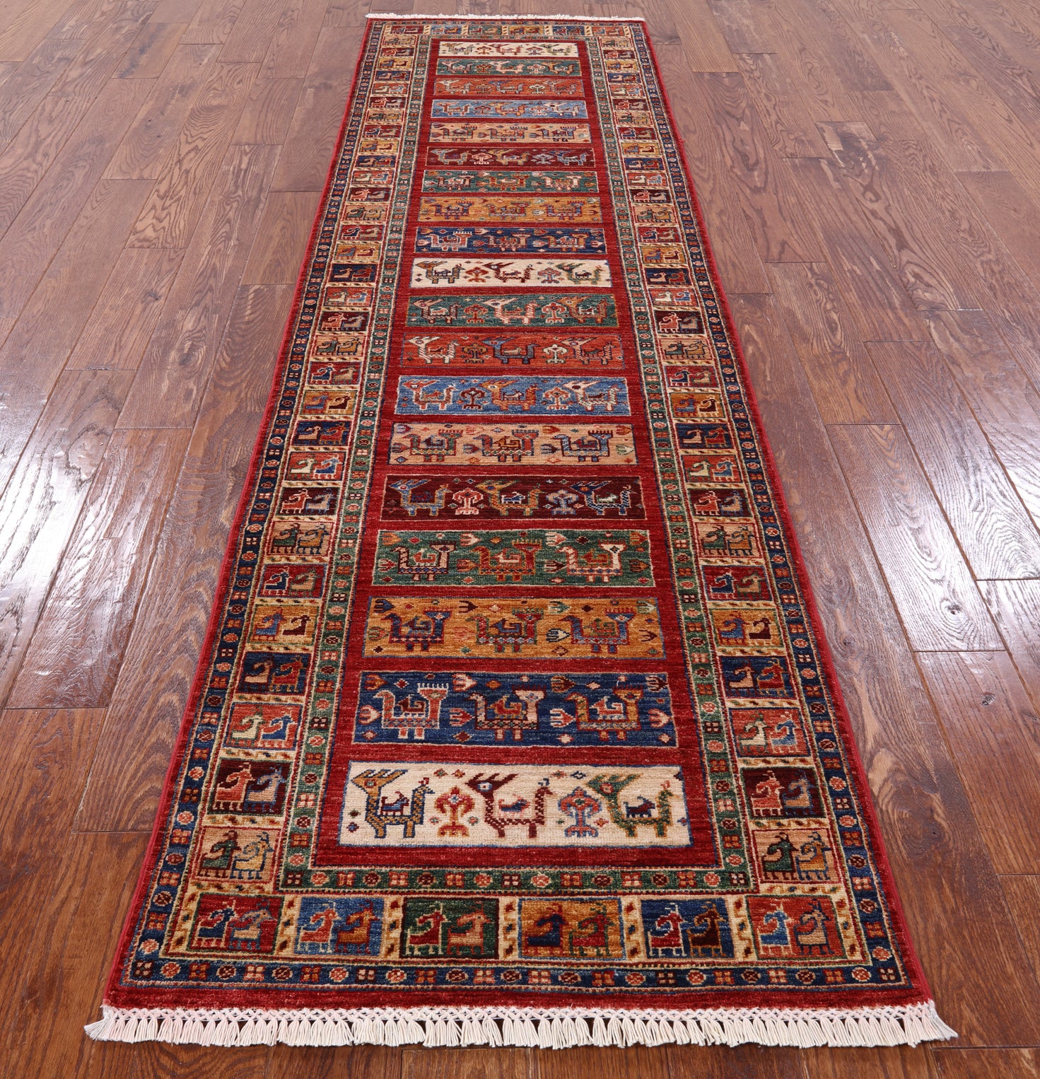 Persian Gabbeh Hand Knotted Wool Runner Rug - 2' 8" X 9' 7" - Golden Nile