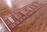 Persian Gabbeh Hand Knotted Wool Runner Rug - 2' 8" X 9' 7" - Golden Nile