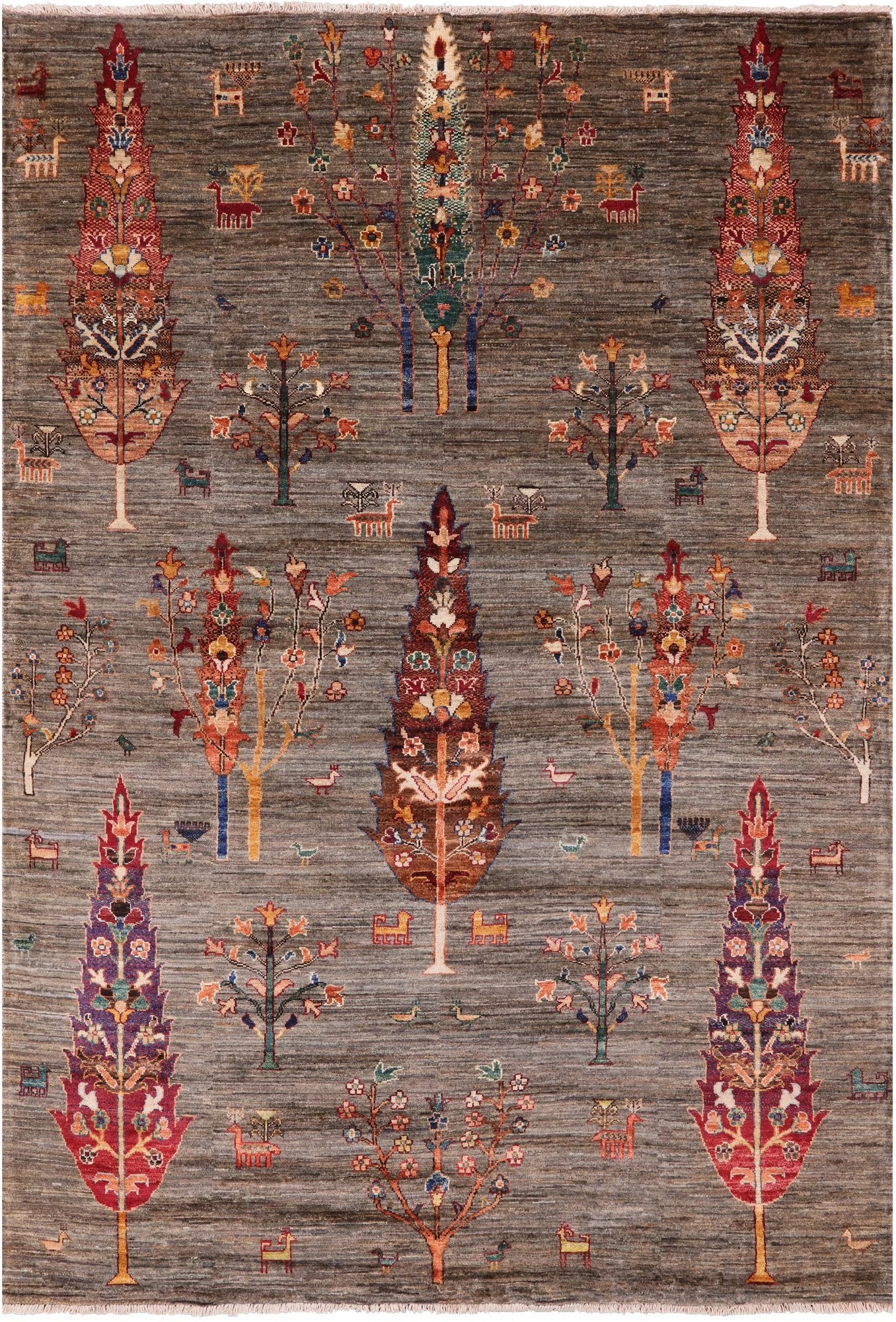Tribal Persian Gabbeh Handmade Wool Rug - 5' 8" X 8' 2" - Golden Nile