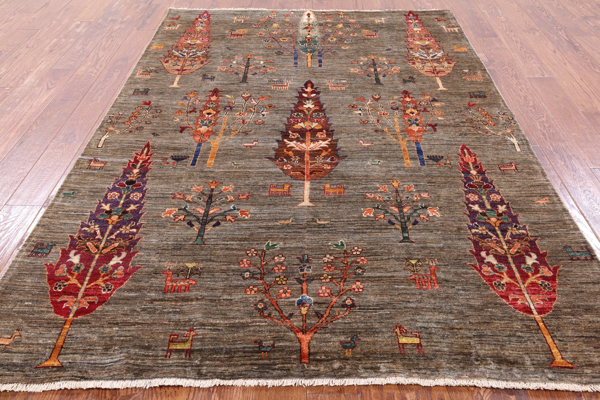 Tribal Persian Gabbeh Handmade Wool Rug - 5' 8" X 8' 2" - Golden Nile