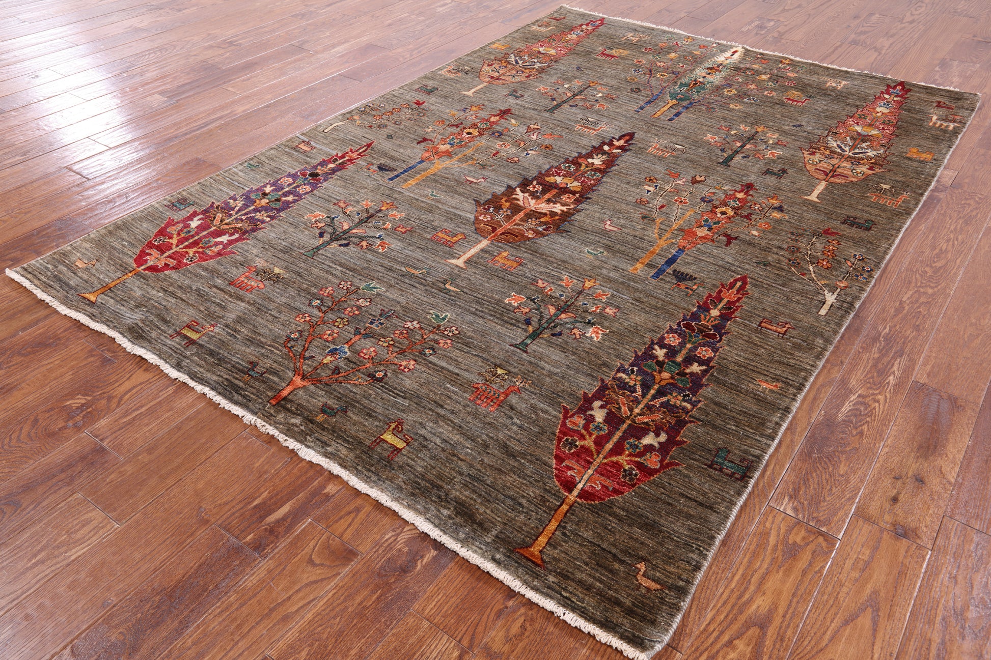 Tribal Persian Gabbeh Handmade Wool Rug - 5' 8" X 8' 2" - Golden Nile