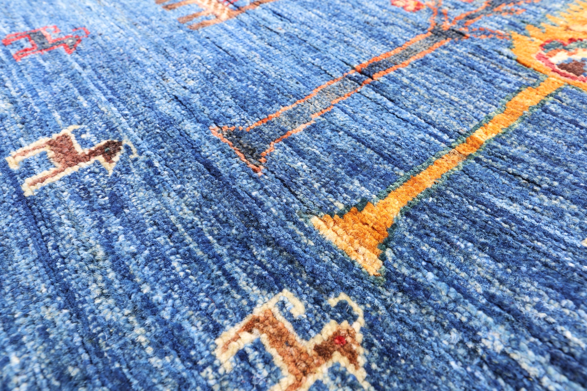 Blue Persian Gabbeh Hand Knotted Wool Area Rug - 5' 8" X 8' 1" - Golden Nile