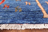 Blue Persian Gabbeh Hand Knotted Wool Area Rug - 5' 8" X 8' 1" - Golden Nile