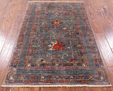 Peshawar Hand Knotted Wool Area Rug - 3' 3" X 5' 1" - Golden Nile