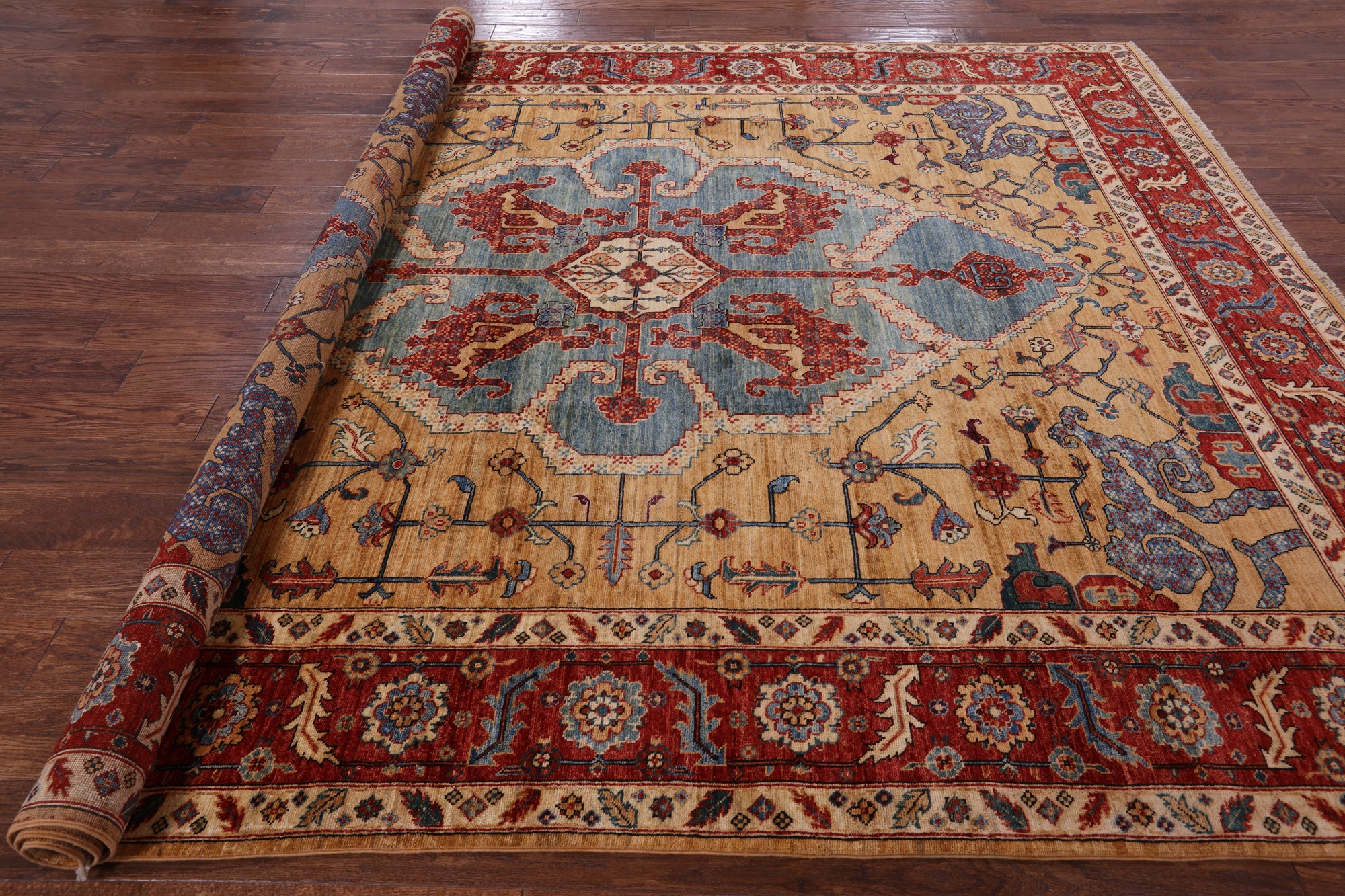 Persian Fine Serapi Handmade Wool Area Rug - 8' 2" X 9' 8" - Golden Nile