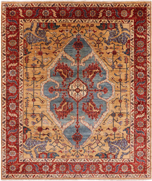 Persian Fine Serapi Handmade Wool Area Rug - 8' 2" X 9' 8" - Golden Nile