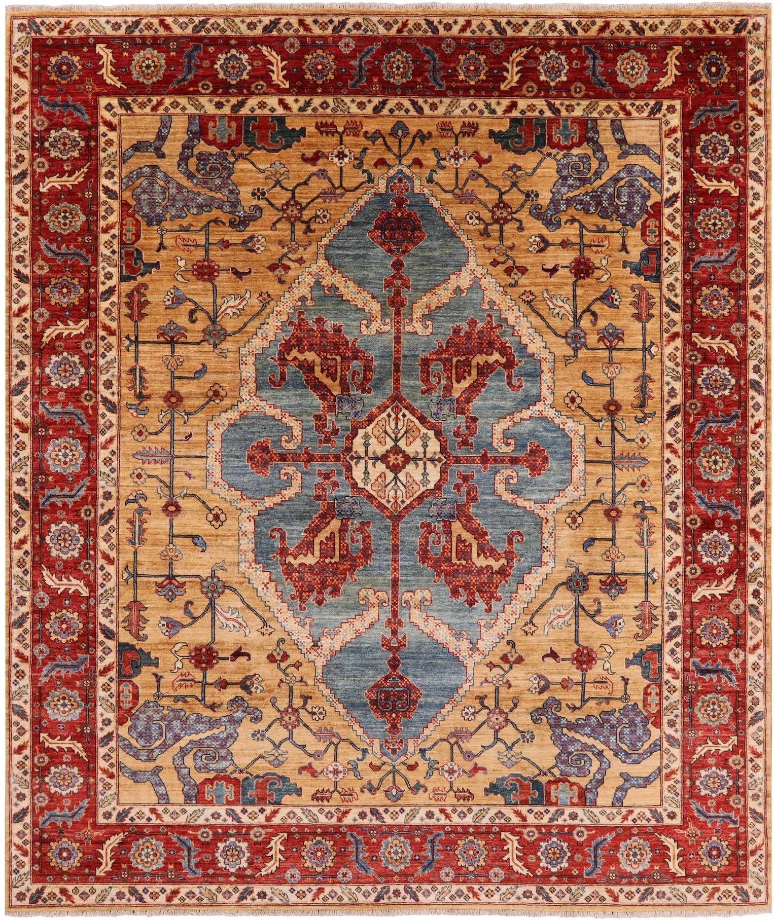 Persian Fine Serapi Handmade Wool Area Rug - 8' 2" X 9' 8" - Golden Nile