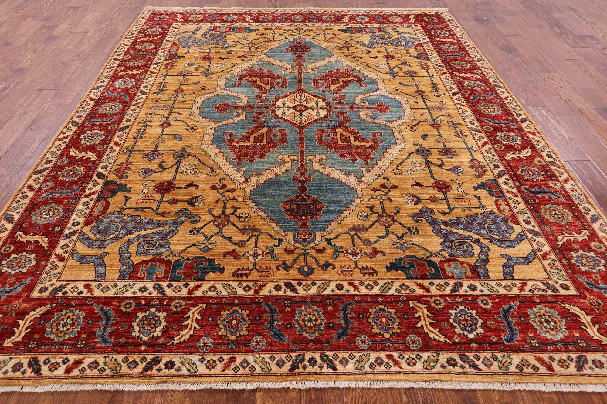 Persian Fine Serapi Handmade Wool Area Rug - 8' 2" X 9' 8" - Golden Nile