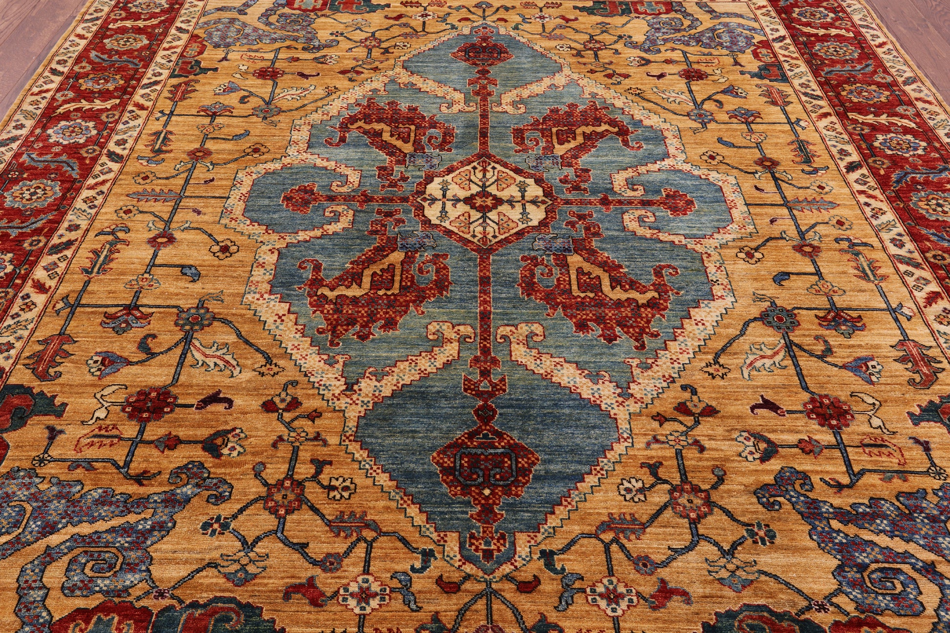 Persian Fine Serapi Handmade Wool Area Rug - 8' 2" X 9' 8" - Golden Nile