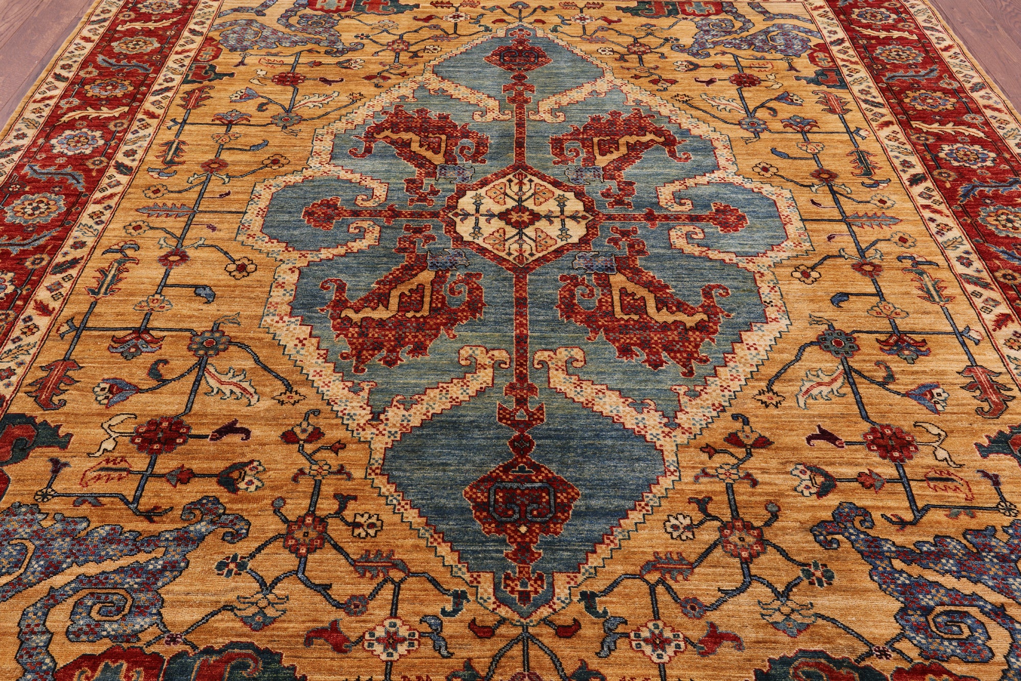Persian Fine Serapi Handmade Wool Area Rug - 8' 2" X 9' 8" - Golden Nile