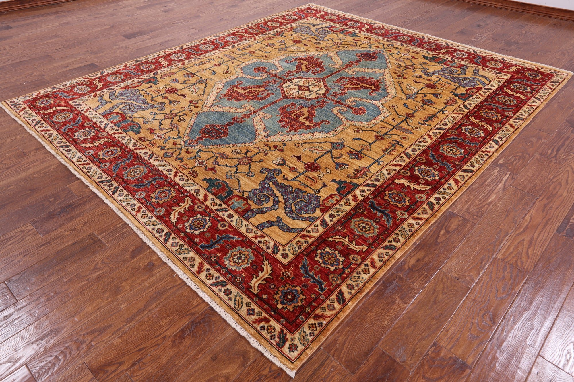 Persian Fine Serapi Handmade Wool Area Rug - 8' 2" X 9' 8" - Golden Nile