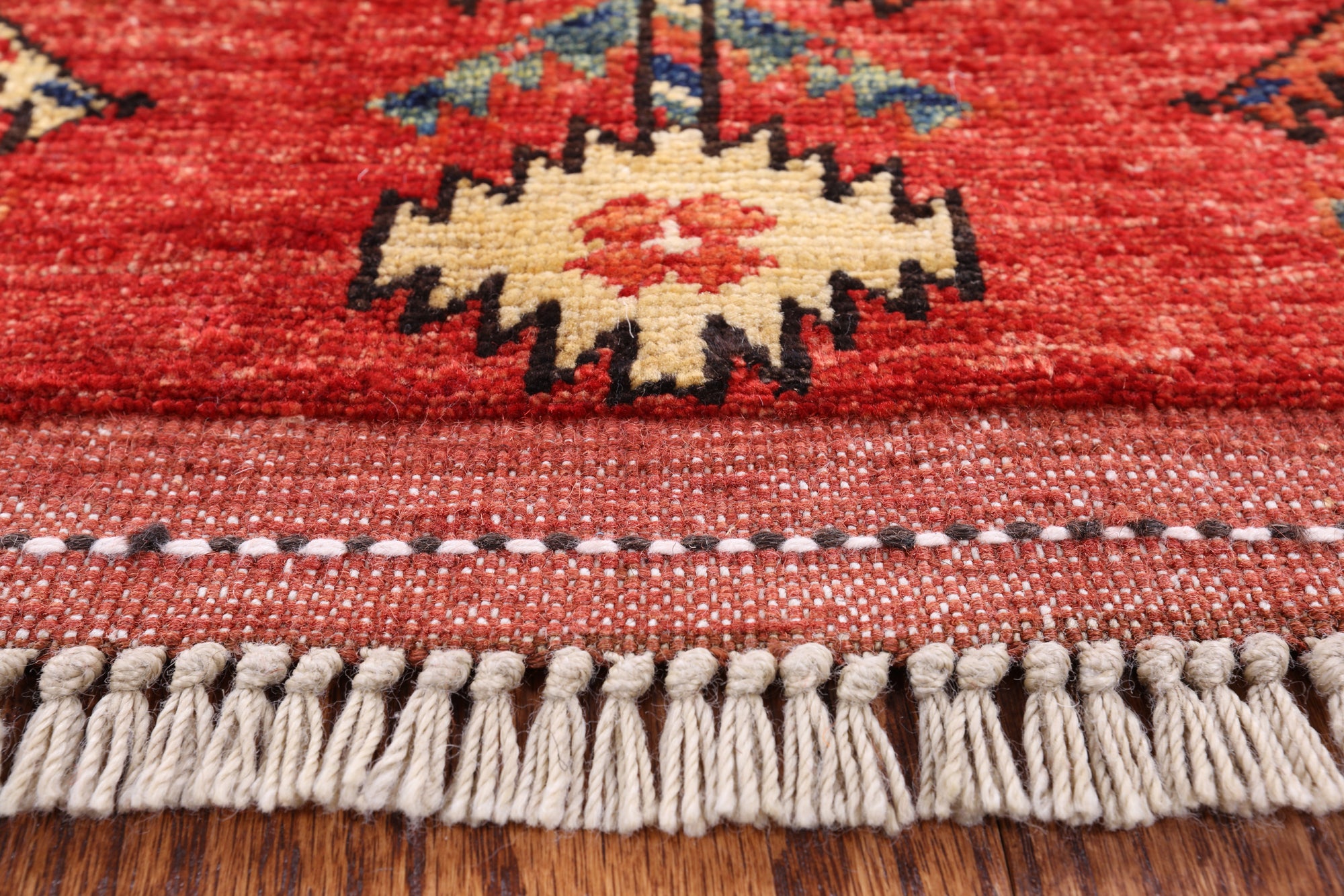 Red Turkmen Ersari Hand Knotted Wool Area Rug - 5' 7" X 8' 0" - Golden Nile