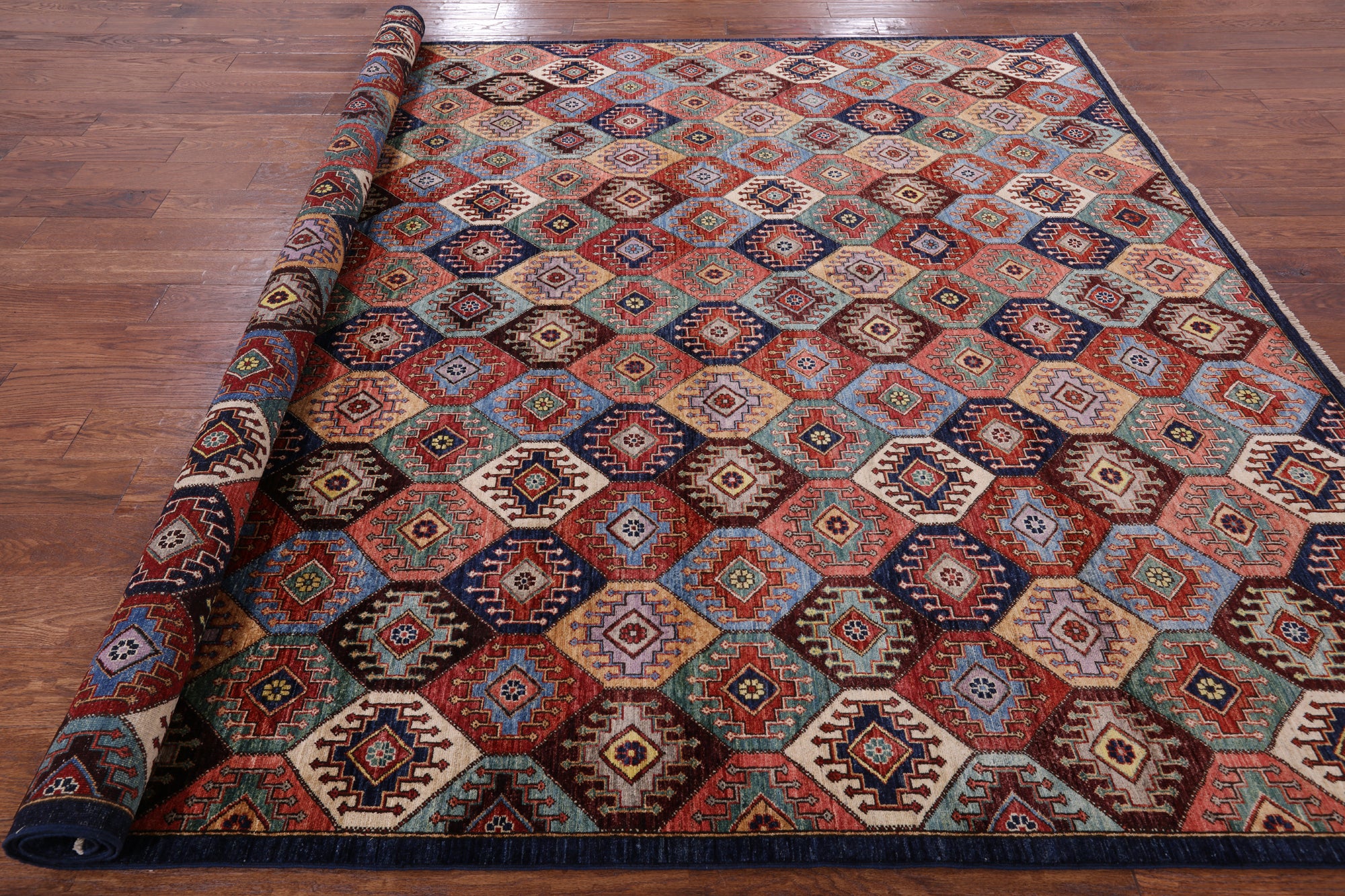Tribal Persian Gabbeh Hand Knotted Wool Area Rug - 8' 0" X 9' 7" - Golden Nile