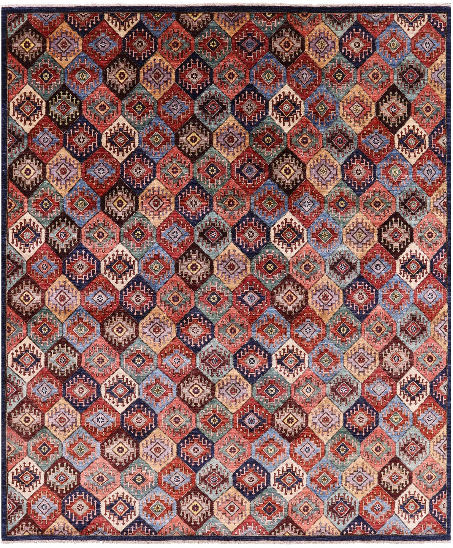 Tribal Persian Gabbeh Hand Knotted Wool Area Rug - 8' 0" X 9' 7" - Golden Nile