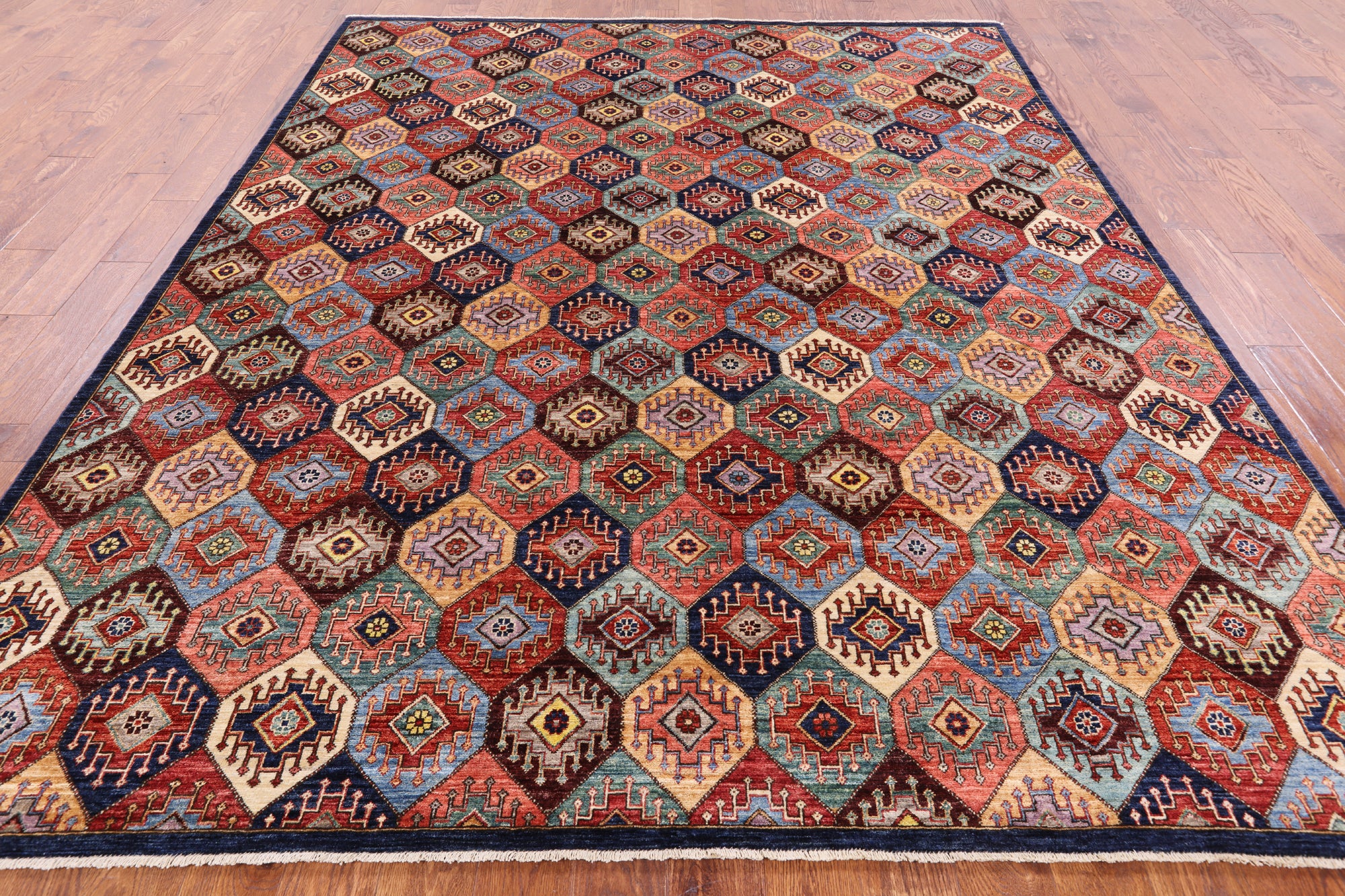 Tribal Persian Gabbeh Hand Knotted Wool Area Rug - 8' 0" X 9' 7" - Golden Nile