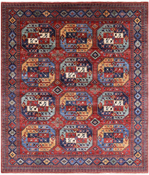 Turkmen Ersari Handmade Wool Area Rug - 8' 1" X 9' 5" - Golden Nile