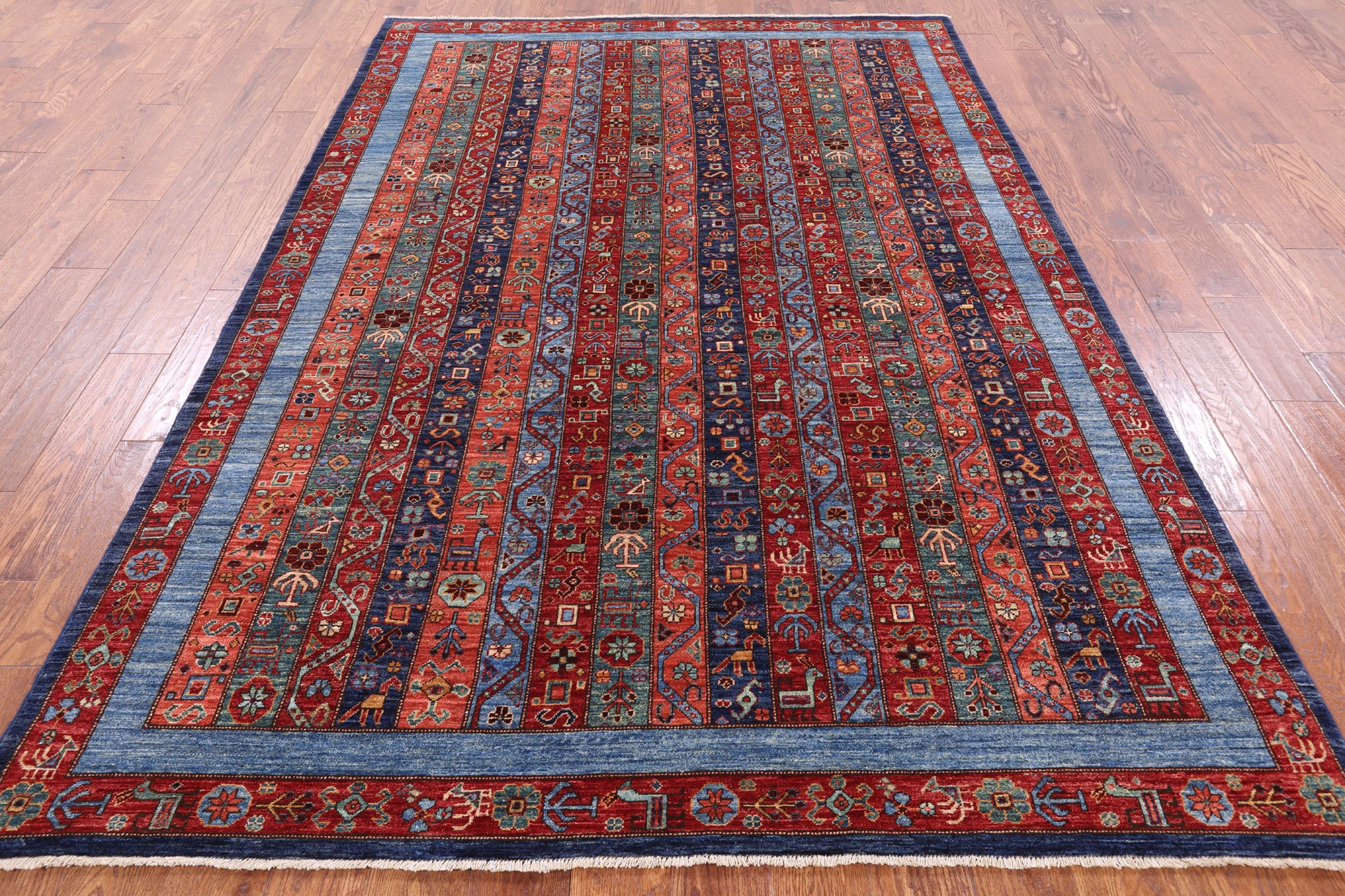 Shall Persian Gabbeh Hand Knotted Wool Area Rug - 6' 2" X 8' 9" - Golden Nile