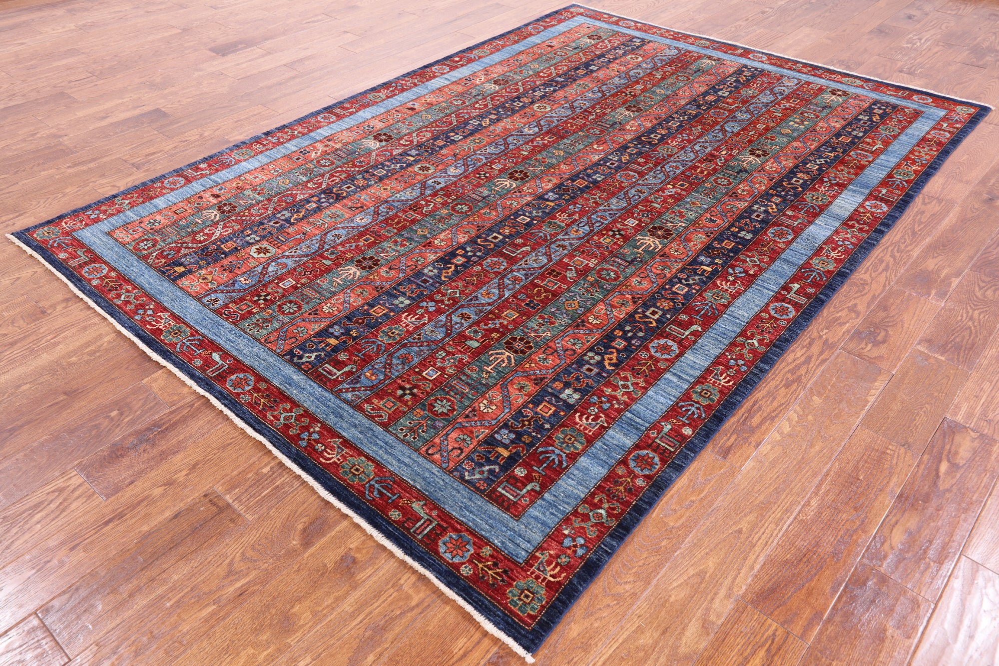 Shall Persian Gabbeh Hand Knotted Wool Area Rug - 6' 2" X 8' 9" - Golden Nile