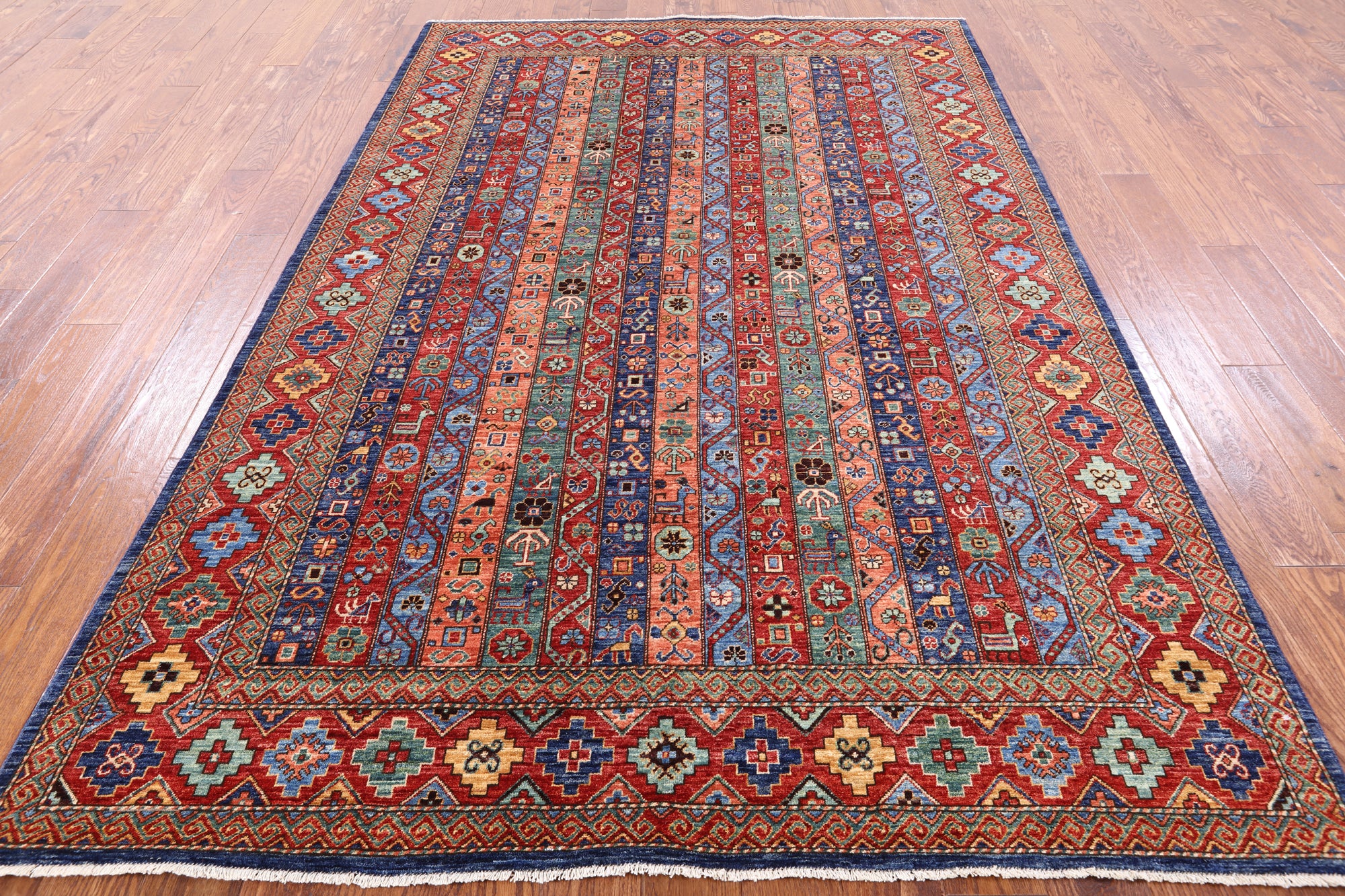 Shall Persian Gabbeh Handmade Wool Area Rug - 6' 0" X 8' 11" - Golden Nile