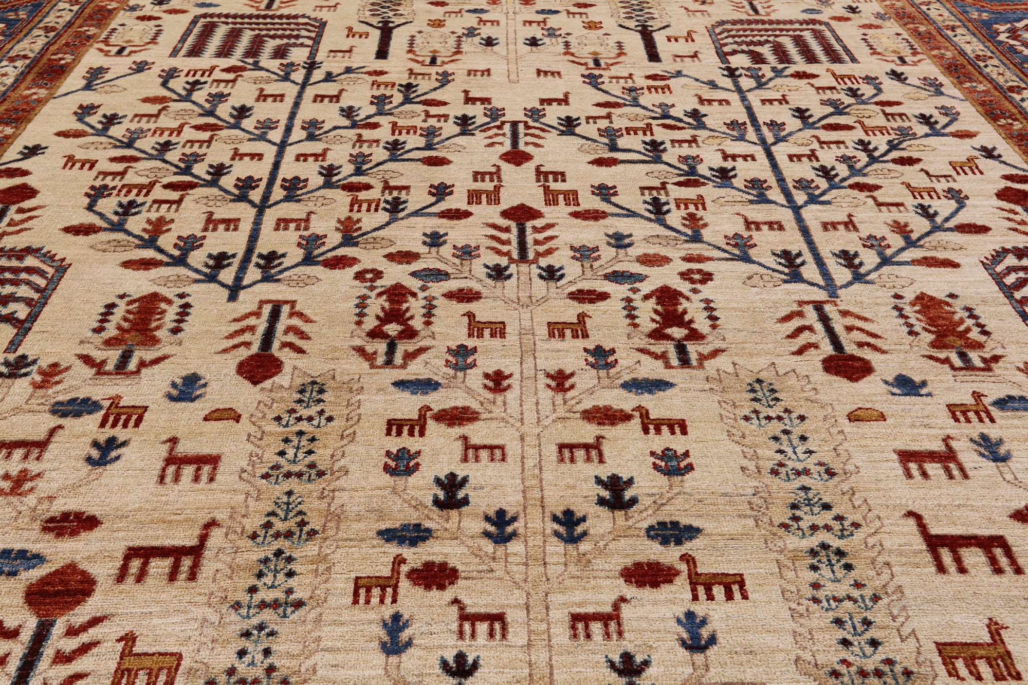 Ivory Persian Ziegler Hand Knotted Wool Area Rug - 10' 2" X 13' 9" - Golden Nile