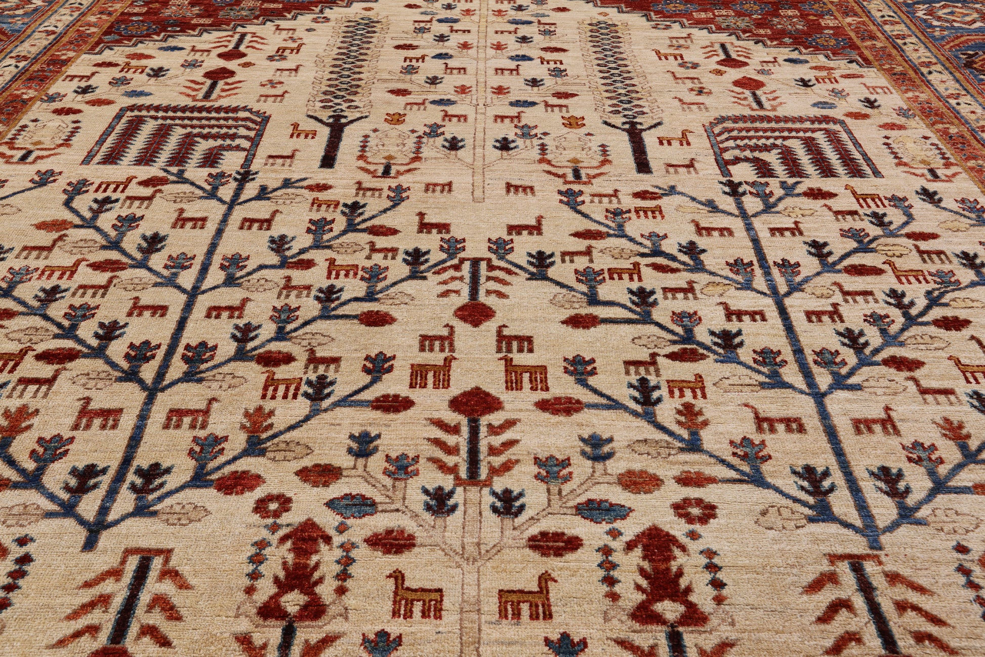 Ivory Persian Ziegler Hand Knotted Wool Area Rug - 10' 2" X 13' 9" - Golden Nile