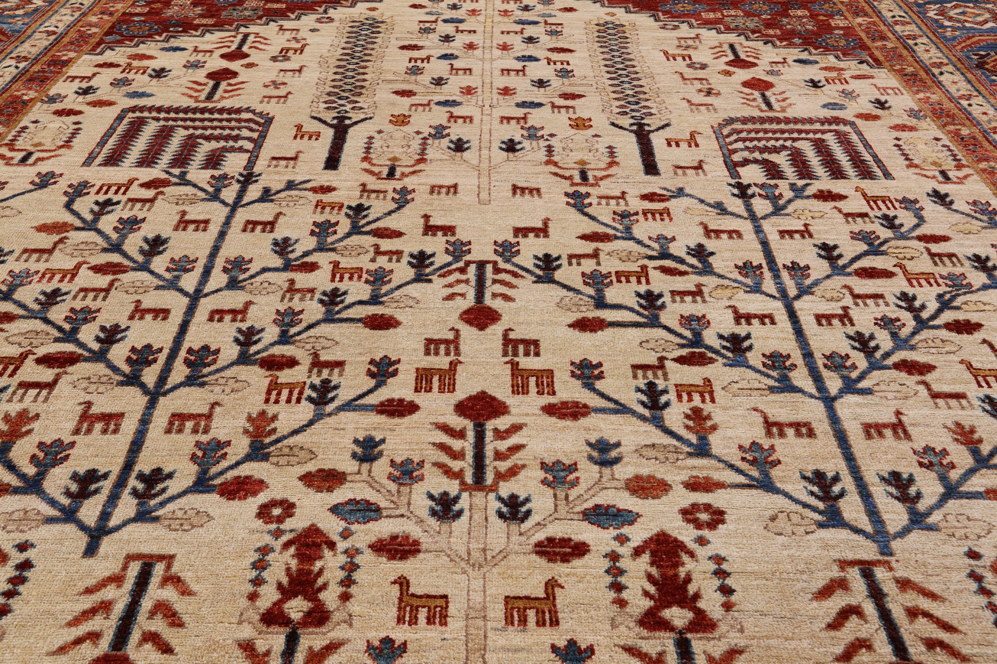 Ivory Persian Ziegler Hand Knotted Wool Area Rug - 10' 2" X 13' 9" - Golden Nile