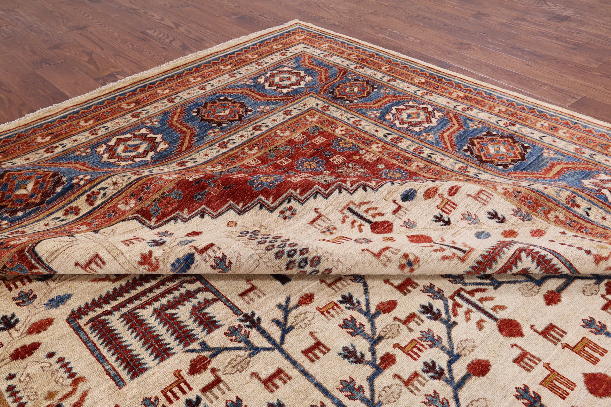 Ivory Persian Ziegler Hand Knotted Wool Area Rug - 10' 2" X 13' 9" - Golden Nile