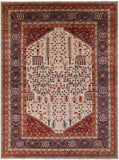 Ivory Persian Ziegler Hand Knotted Wool Area Rug - 10' 2" X 13' 9" - Golden Nile