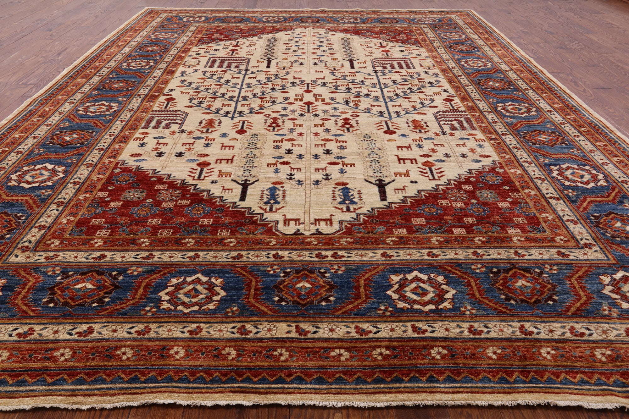 Ivory Persian Ziegler Hand Knotted Wool Area Rug - 10' 2" X 13' 9" - Golden Nile