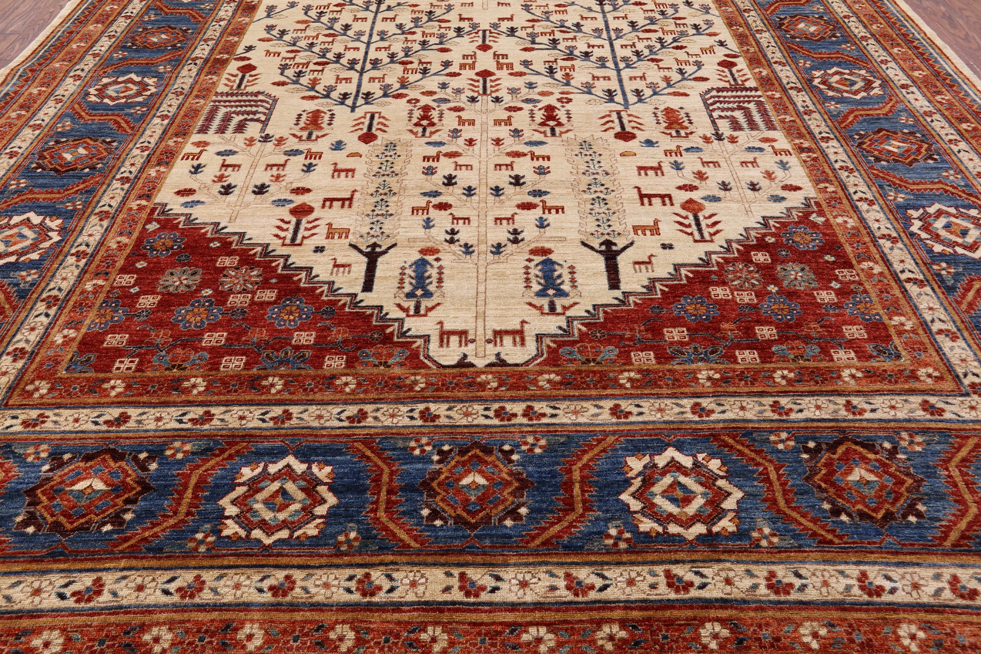 Ivory Persian Ziegler Hand Knotted Wool Area Rug - 10' 2" X 13' 9" - Golden Nile