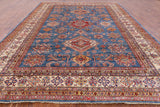 Blue Super Kazak Handmade Wool Area Rug - 9' 0" X 12' 3" - Golden Nile