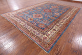 Blue Super Kazak Handmade Wool Area Rug - 9' 0" X 12' 3" - Golden Nile