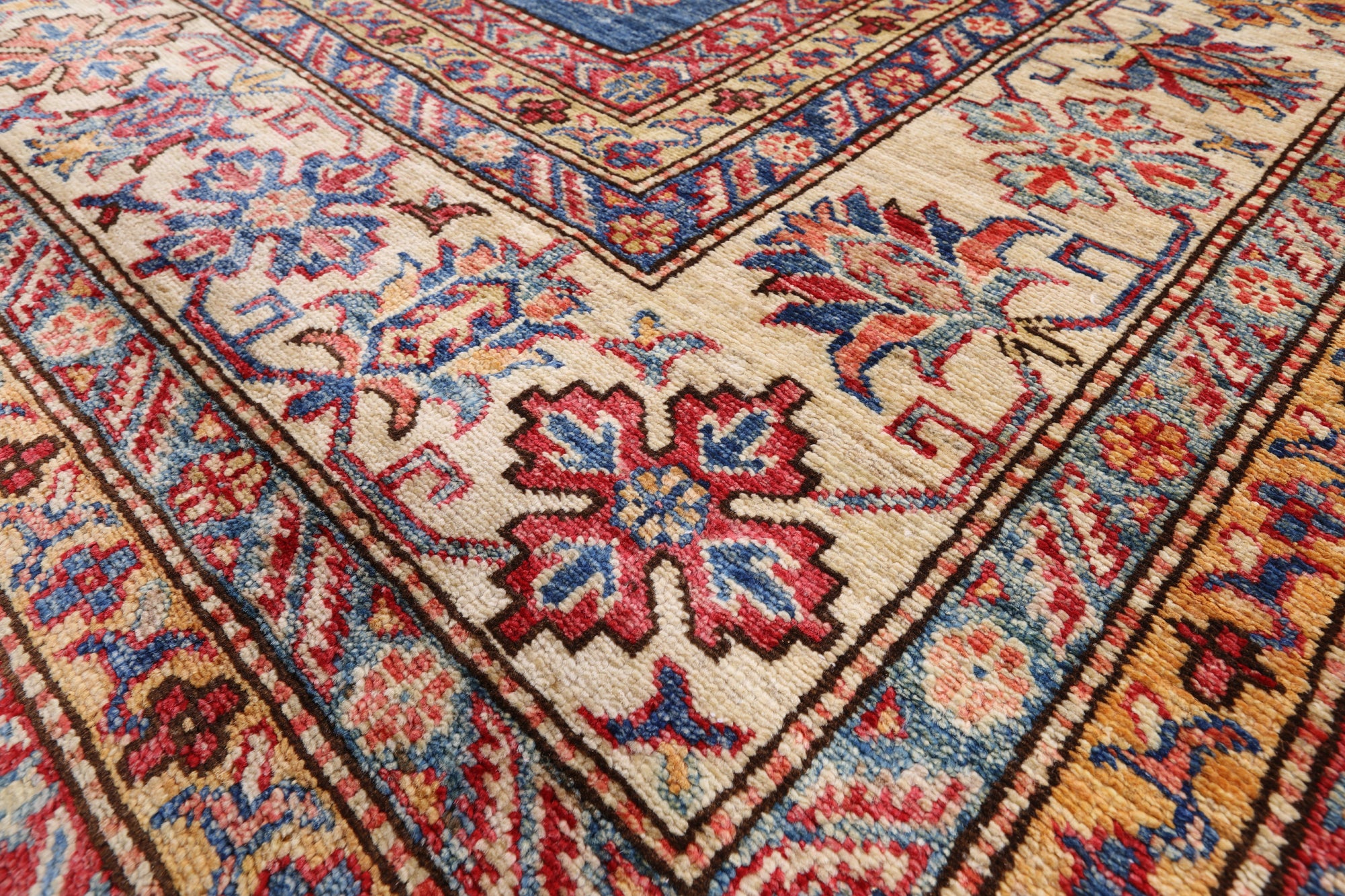 Blue Super Kazak Handmade Wool Area Rug - 9' 0" X 12' 3" - Golden Nile