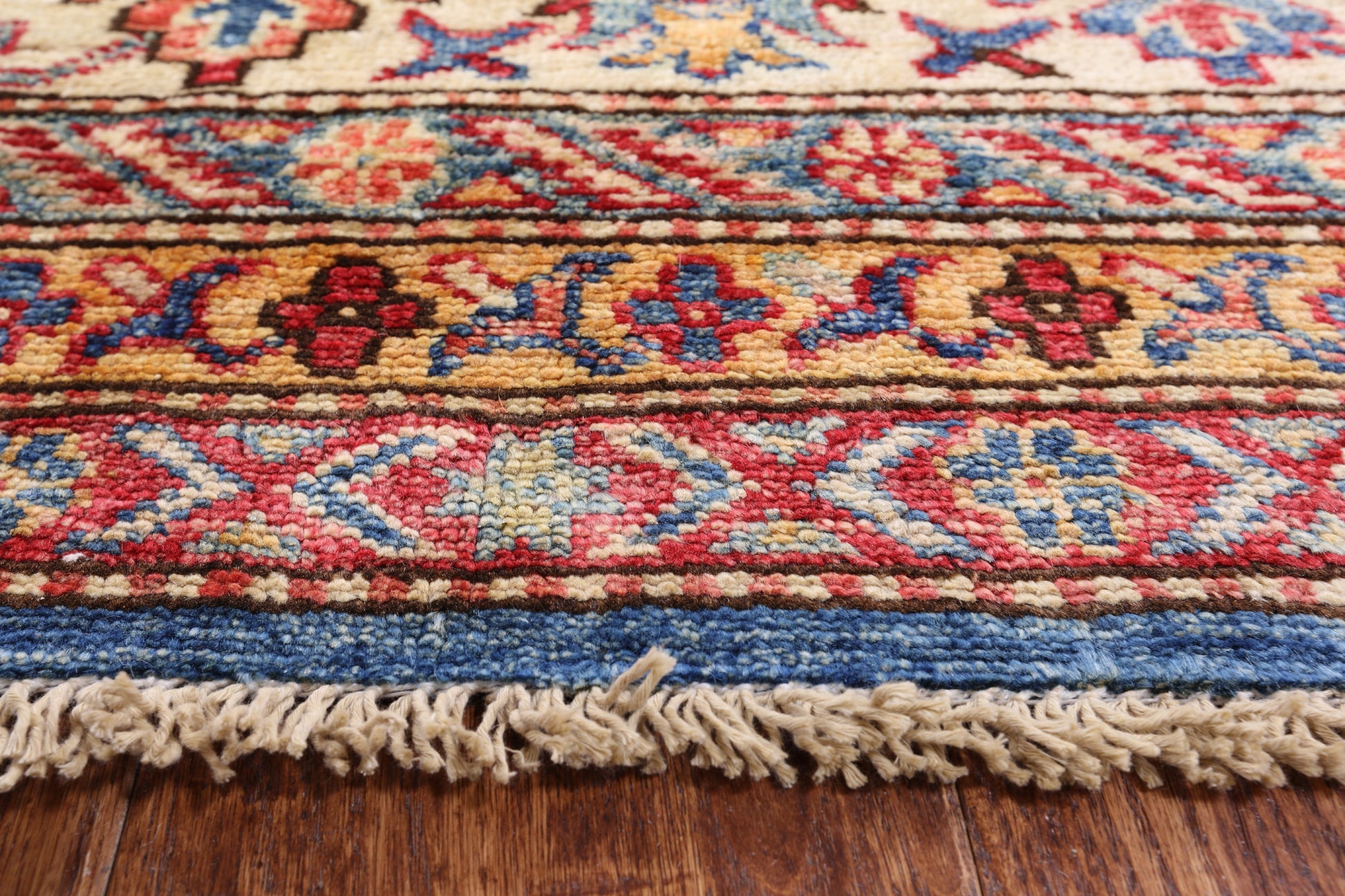 Blue Super Kazak Handmade Wool Area Rug - 9' 0" X 12' 3" - Golden Nile