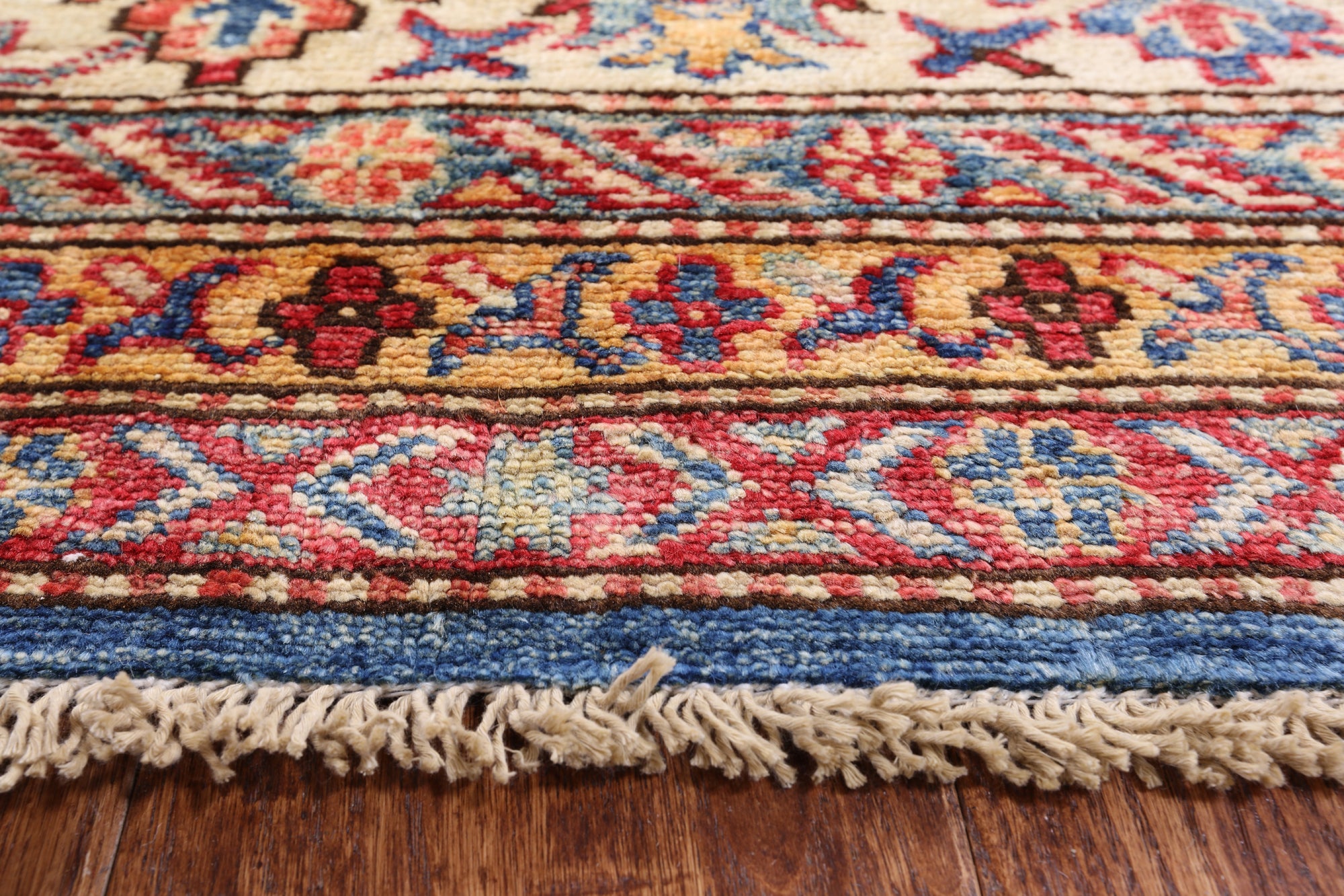Blue Super Kazak Handmade Wool Area Rug - 9' 0" X 12' 3" - Golden Nile