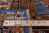 Blue Super Kazak Hand Knotted Wool Area Rug - 8' 0" X 9' 8" - Golden Nile
