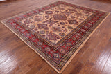 Super Kazak Hand Knotted Wool Area Rug - 8' 3" X 9' 9" - Golden Nile